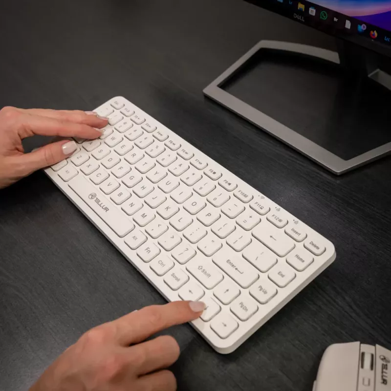 Belaidė klaviatūra Tellur TLL491241 Mini White – kompaktiškas sprendimas tvarkingam darbalaukiui