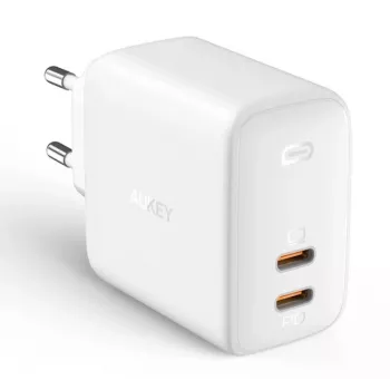 Sieninis įkroviklis Aukey PA-B4 2x USB White GaN – kompaktiškas USB maitinimo adapteris su dviem USB prievadais
