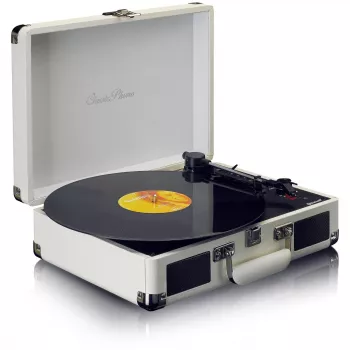Patefono grotuvas su diržine pavara Lenco TT-115CR kreminis – lagamininis vinilo grotuvas, USB įrašymas, Bluetooth 5.0, 33/45/78 RPM