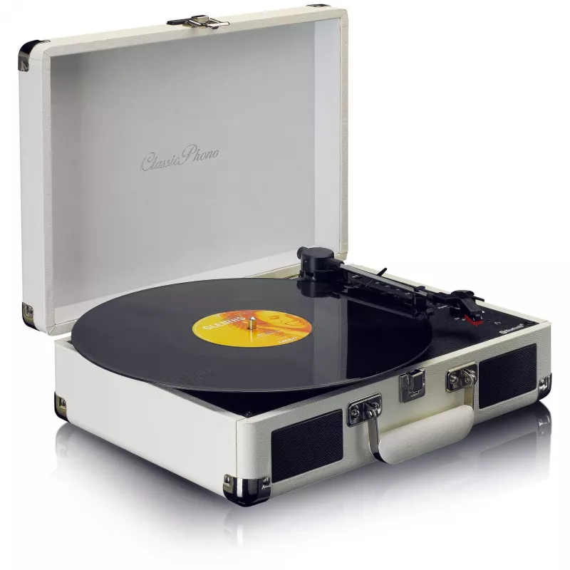 Patefono grotuvas su diržine pavara Lenco TT-115CR kreminis – lagamininis vinilo grotuvas, USB įrašymas, Bluetooth 5.0, 33/45/78 RPM