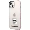 Karl Lagerfeld KLHCP14MCTRI Kietasis dėklas iPhone 14 Plus / 15 Plus 6,7 inch rožinis / permatomas rožinis su Choupette siluetu