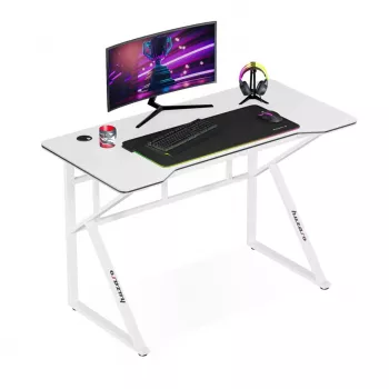 Gaminimo stalas Huzaro Hero 1.6 White – MDF/karboninis viršus 1200×600 mm, metalinis rėmas, 750 mm aukštis