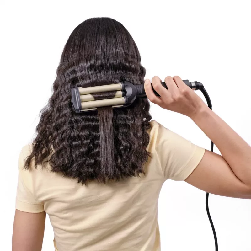 BaByliss C260E EasyWaves tekstūravimo lygintuvas, šiltai juodas, sidabrinis, 70.9 cm (1.8 m)