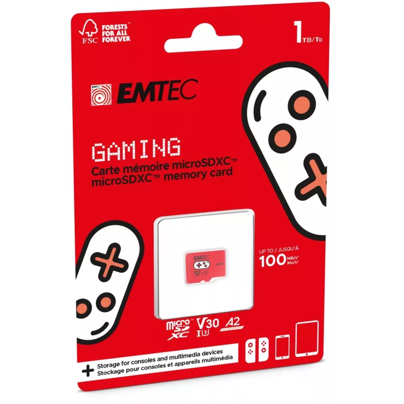 „Emtec“ 1TB UHS-I U3 V30 A2 „Gaming Rouge“ microSDXC atminties kortelė (ECMSDM1TXCU3G)