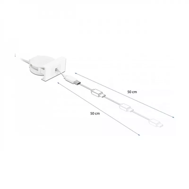 DeLOCK Easy 45 įtraukiamas laidas USB 2.0 Type-A į Type-C 0,62 m
