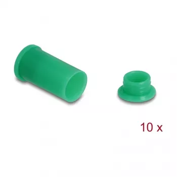 Dulkėms atsparus kištukų dangtelis DELOCK 60673 DL4 lizdams, silikoninis, žalias, 14×27×14 mm, 10 vnt. pakuotė