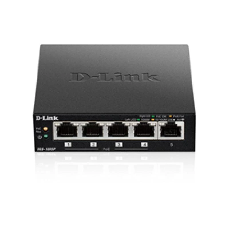 D-Link DGS-1005P/E nevaldomas tinklo jungiklis Gigabit Ethernet (10/100/1000) su PoE, juodas