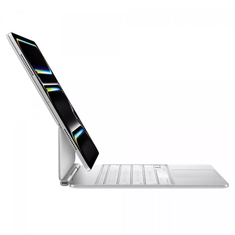 “Apple Magic Keyboard” belaidė klaviatūra su dėklu, skirta iPad Pro 13 colių M4, QWERTY išdėstymas, balta