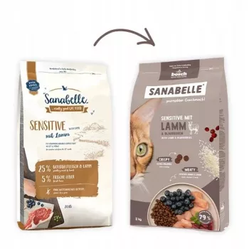 Sausas kačių ėdalas Bosch Sanabelle Life Sensitive su ėriena ir mėlynėmis, 8 kg, suaugusioms katėms, be grūdų, 31% baltymų