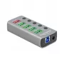 USB šakotuvas DeLOCK 63263, USB 3.2 Gen 1, 4× USB-A, USB-C PD 3.0, aliuminis