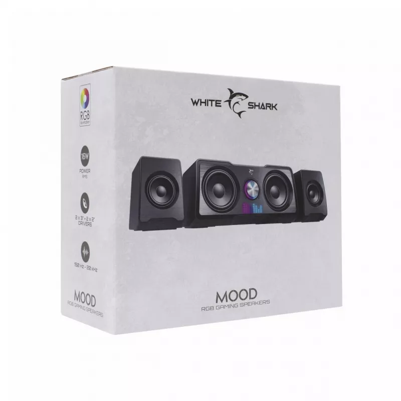 White Shark GSP-968 Mood RGB Gaming 2.2 garsiakalbių sistema, juoda