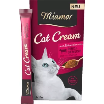 Šlapias skanėstas katėms Miamor MIAMOR Cat Cream Beef 5×15 g - pastos tūbelės