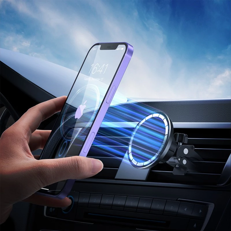 Magnetinis laikiklis automobiliui MagSafe Crong CRG-CH6-BLK, skirtas iPhone 12 ir naujesniems