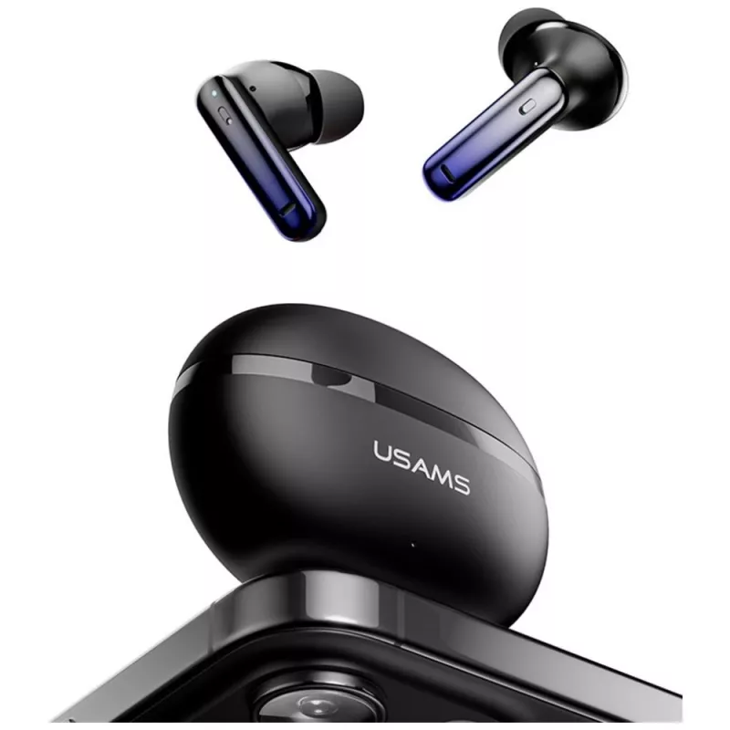 Belaidės Bluetooth ausinės Usams TWS E02 ANC+ENC juodos