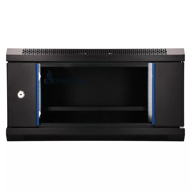 EXTRALINK LITE 4U 530×400 sieninis stelažinis korpusas juodas su lentyna