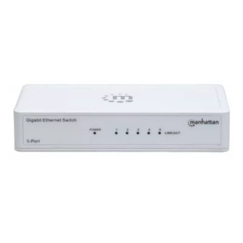 Manhattan 5 prievadų Gigabit Ethernet tinklo jungiklis, darbalaukio dydžio, plastikinis, IEEE 802.3az (Energy Efficient Ethernet), trejų metų garantija, dėžutėje