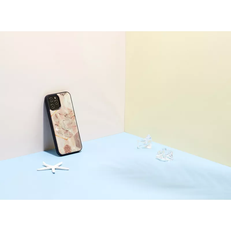 Apsauginis telefono dėklas iKins, skirtas Apple iPhone 12 / 12 Pro – rožinio marmuro dizainas