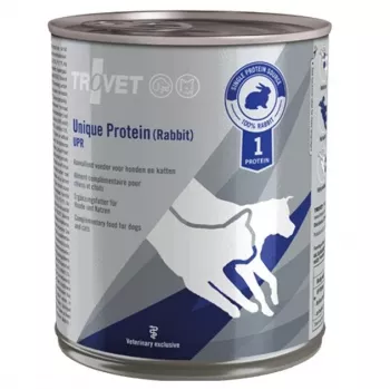 Šlapias ėdalas TROVET Unique Protein UPR Rabbit 800 g – triušienos pagrindu, visaverčiai pašalinti alergijoms, be glitimo ir sojos