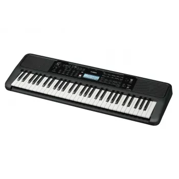 Klaviatūra YAMAHA PSR-E383 – 61 klavišų nešiojama MIDI klaviatūra su LCD ekranu, USB, įmontuotais garsiakalbiais, maitinama baterijomis (6), juoda