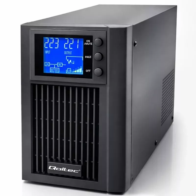 UPS QOLTEC Pure Sine Wave 1kVA 800W su AVR ir LCD ekranu