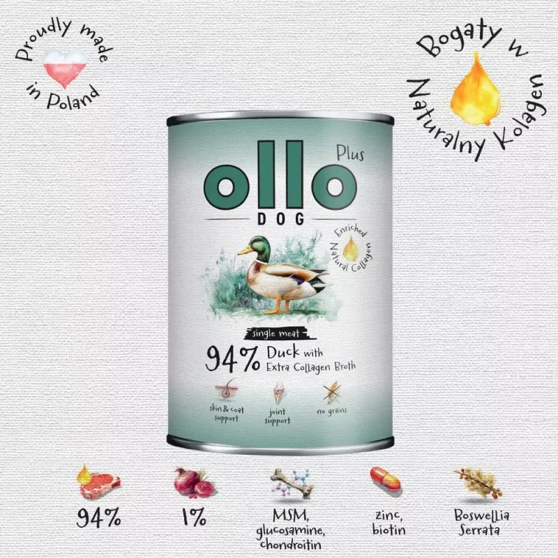 Ollo Plus Kolagen antiena 400g šunų ėdalas skardinėje