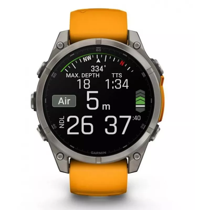 Garmin Fenix 8 3.56 cm (1.4 inch) AMOLED 51 mm Skaitmeninis 454 x 454 pikseliai Liečiamasis ekranas Titanas Wi-Fi GPS (palydovas)