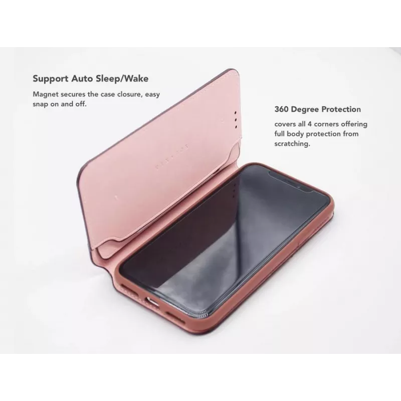 VixFox Folio Dėklas iPhone XSMAX – Rožinis, apsauginis piniginės tipo dėklas