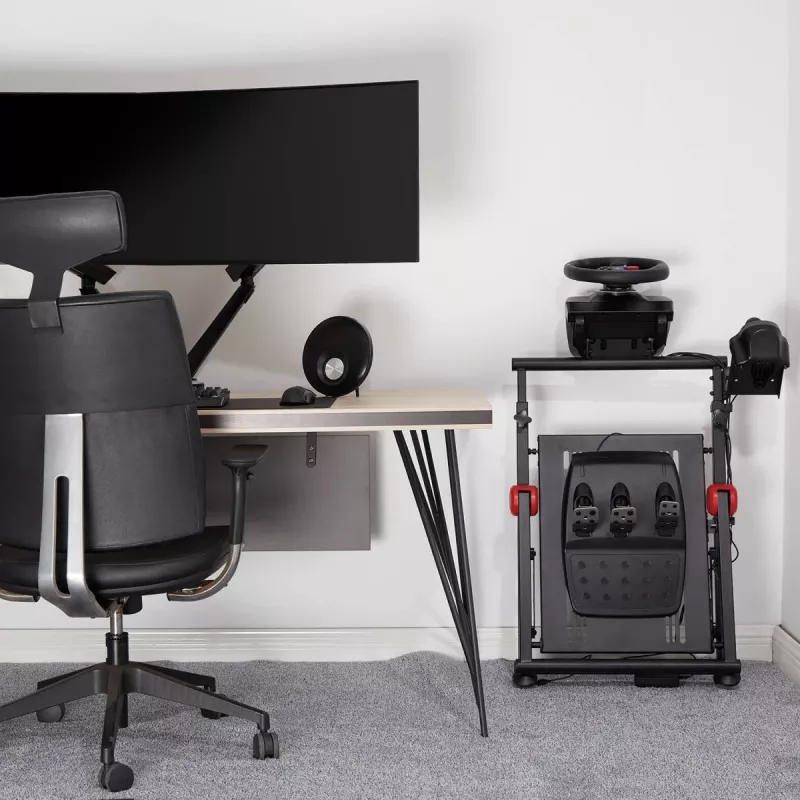 NanoRS RS155 Sulankstomas plieninis vairo ir pedalų stovas žaidimams