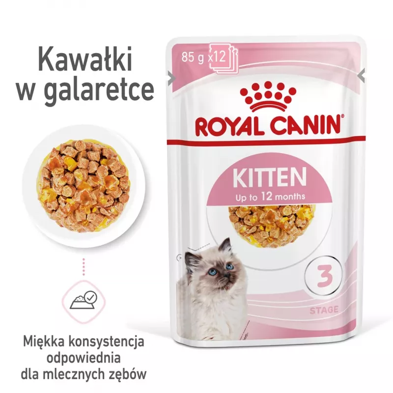 Royal Canin Kitten Jelly 85 g šlapias ėdalas kačiukams su vištiena, 12 vnt.