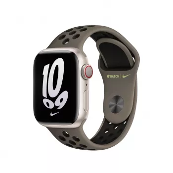 Dirželis Apple Watch Nike Sport Band, 41 mm, alyvuogės pilka/juoda, fluorelastomeras, 130–200 mm