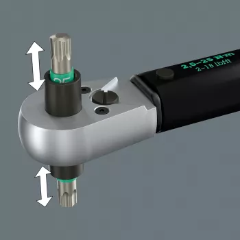 Drehmomentschlüssel mit Durchsteckvierkant Click-Torque Lock A 6 R/L schwarz/grün, Abtrieb 1/4 Bit-Aufnahme, 2,5 bis 25Nm