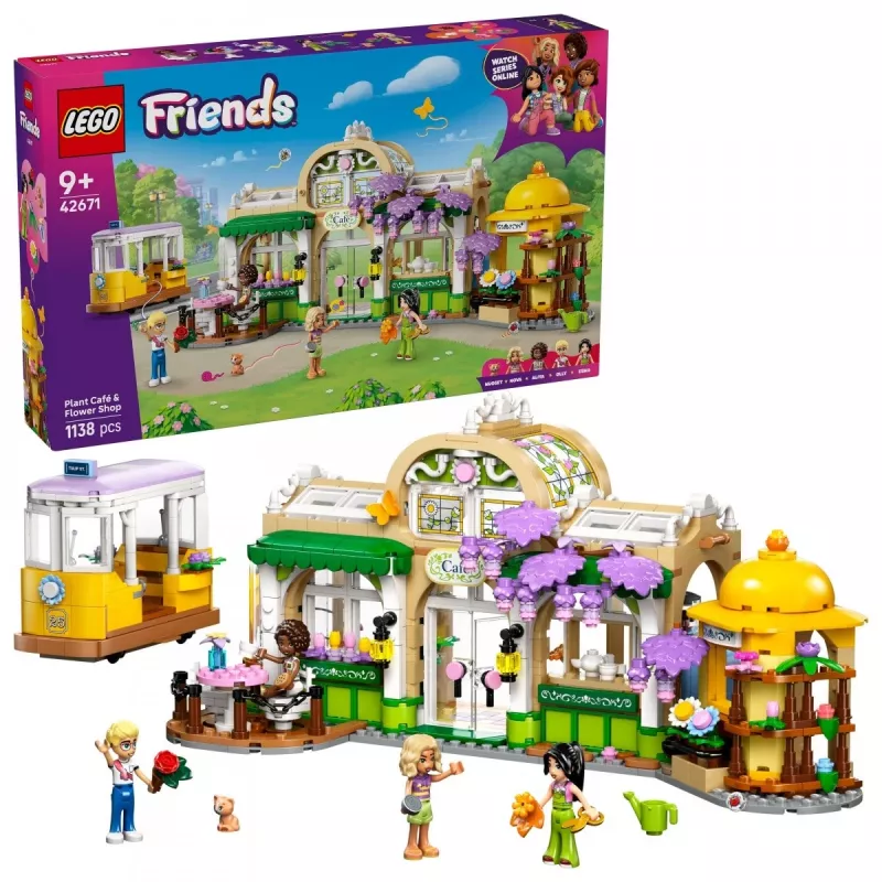 LEGO FRIENDS 42671 Augalų kavinė ir gėlių parduotuvė – konstruktorius su kavinės ir gėlių parduotuvės funkcijomis
