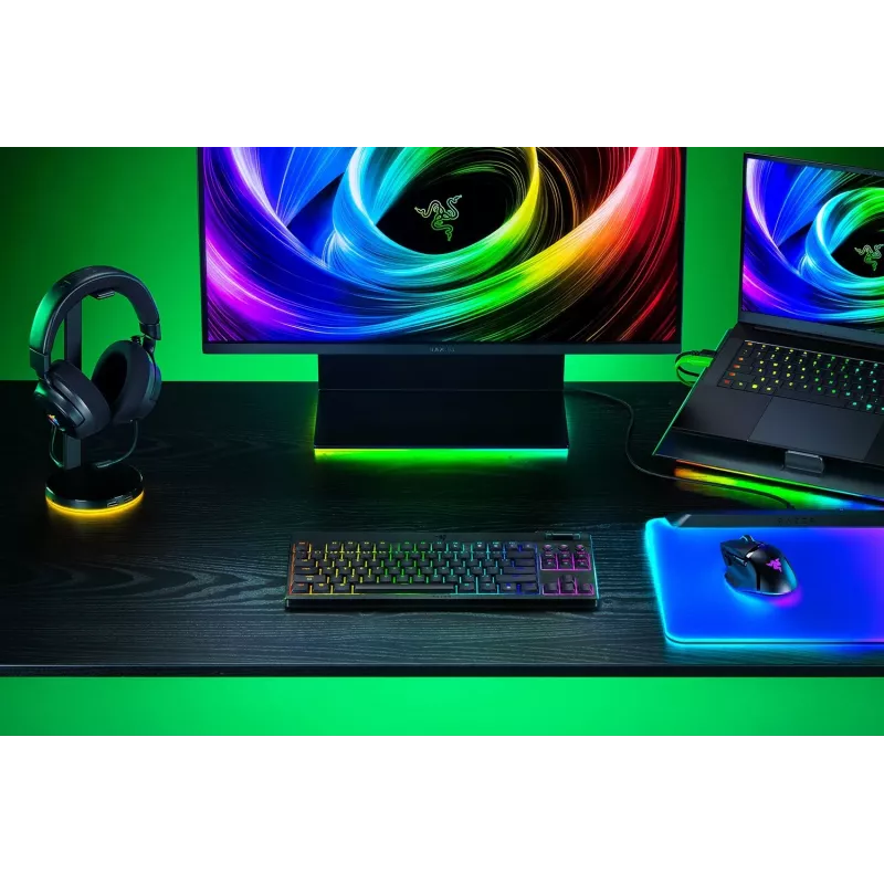 Razer BlackWidow V4 Low-Profile Tenkeyless HyperSpeed klaviatūra, žaidimų, USB RF Bluetooth, QWERTY US International, juoda