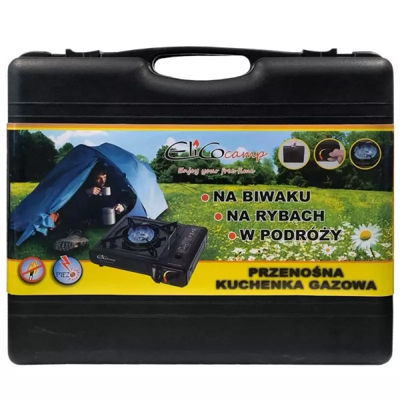 ELICO BDZ-155B Nešiojama kempingo dujinė viryklė 2,2 kW kasetėms, pjezo uždegimas