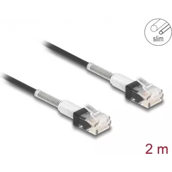 Tinklo kabelis DeLOCK RJ45 Cat.6A UTP Slim 2m Juodas
