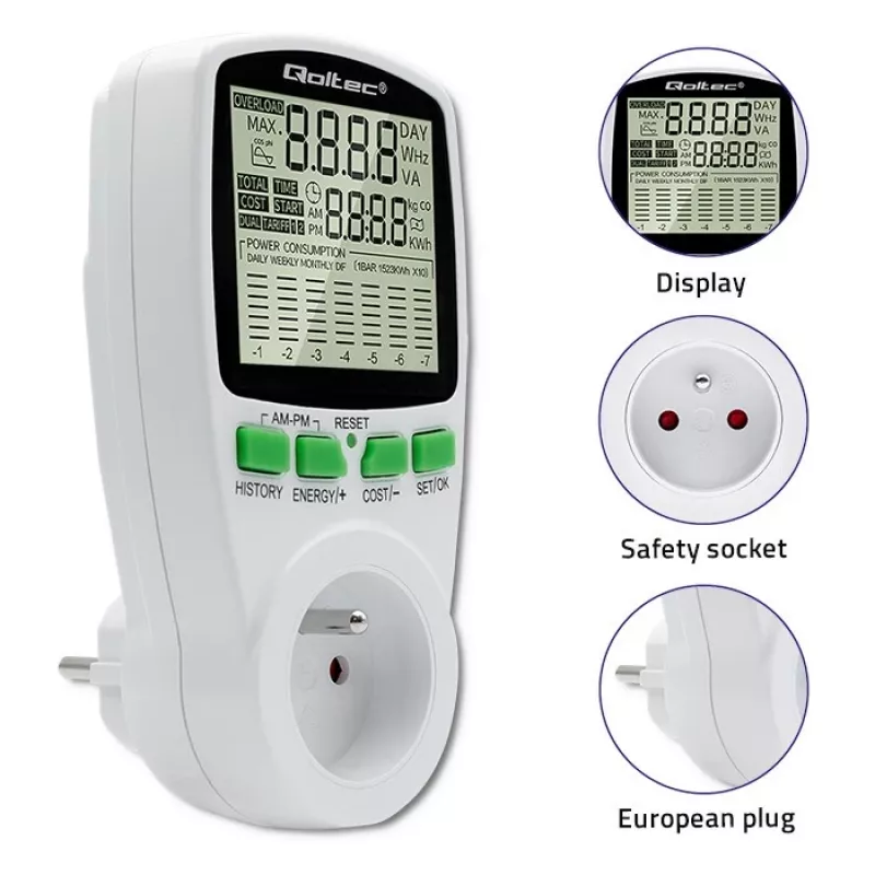 Energijos matuoklis QOLTEC PM0627 3680W su istorija