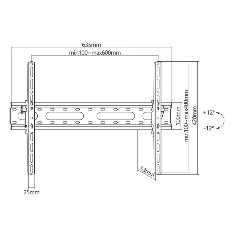 Pritvirtinimo kronšteinas SBOX PLB-2546T-2 37–80 colių ekranams, 45 kg talpa, 600×400 mm VESA