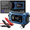 Protingas 12V 15A įkroviklis QOLTEC su mikroprocesoriumi ir LCD – AGM, GEL, SLA, EFB, LiFePO4 akumuliatoriams