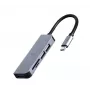 Dėklas nešiojamam kompiuteriui Gembird UHB-CM-CRU3P1U2P2-01 — USB 3.2 Gen 1 Type-A, MicroSD/SD/SDHC/SDXC iki 128 GB, sidabrinis