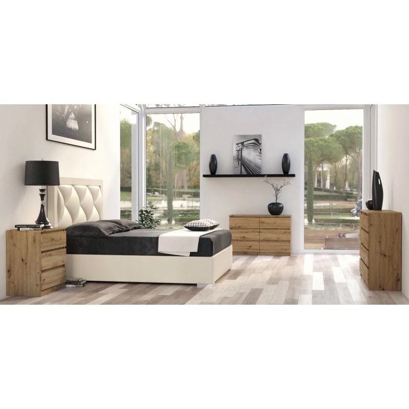 Komoda Top e shop M6 120 ARTISAN, ąžuolo spalva, 6 stalčių, 1200×300×770 mm