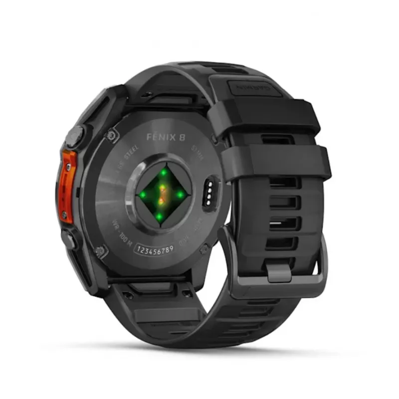 Išmanusis laikrodis GARMIN Fenix 8 – 51 mm titano korpusas, AMOLED 1,4 colio, GPS, 32 GB, 10 ATM, silikoninis dirželis
