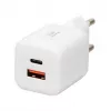 USB įkroviklis IBOX ILUC42W 42W (33W maks.), 1×USB-C PD3.0, 1×USB-A QC3.0, 100–240V, baltas