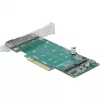 DeLOCK PCI Express x8 kortelė su 2 vidiniais NVMe M.2 Key M lizdais, bifurkacija, Low Profile formato