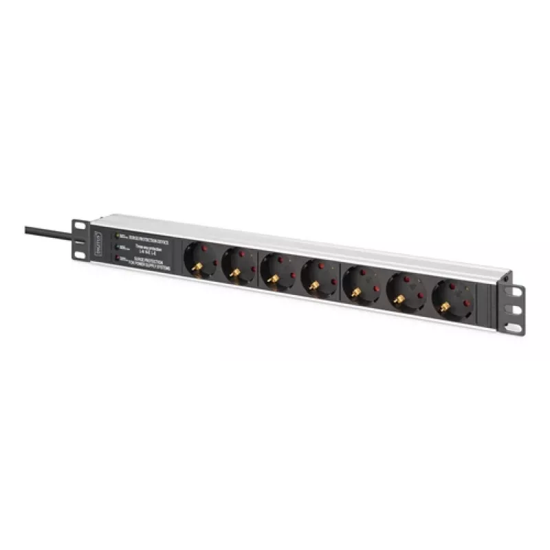 Digitus DN-95441 maitinimo paskirstymo blokas PDU 7 AC lizdų 1U juoda sidabrinė