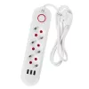 Maitinimo juosta MACLEAN MCE394W – 3 lizdai, 3×USB 2.1A, 110–240V AC, 2500W, 1,5 m laidas, balta