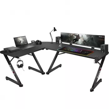 Kampinis stalas Huzaro Hero 7.0 Black – karboninis stalviršis 1540×1170×725 mm, aliumininis rėmas