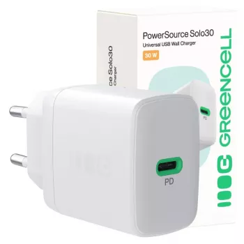 Green Cell PowerSource Solo30 30W USB-C maitinimo adapteris baltas
