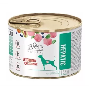 Šlapias šunų ėdalas 4vets Natural Hepatic 185 g – kalakutiena, senjorams, palaiko kepenų funkciją
