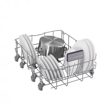 BEKO BDFS26120WQ Laisvai pastatoma indaplovė, energijos klasė E, plotis 45 cm, 6 programų, inverterinis variklis, trečias stalčius, balta