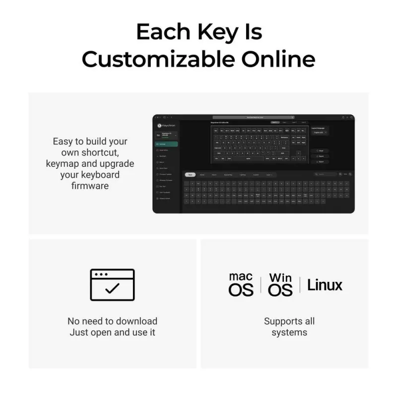 Mechaninė klaviatūra Keychron V3 Ultra 8K – laidinė ir Bluetooth, QWERTY išdėstymas, RGB LED, juoda